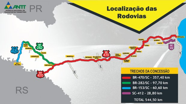 Governo Federal define três rodovias federais para concessão e uma delas é a BR-153 no trecho catarinense