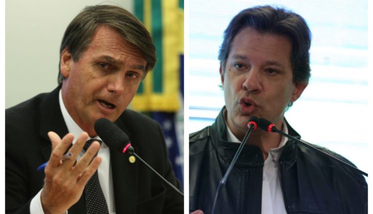 Na primeira pesquisa do segundo turno, Bolsonaro tem 58% e Haddad 42%