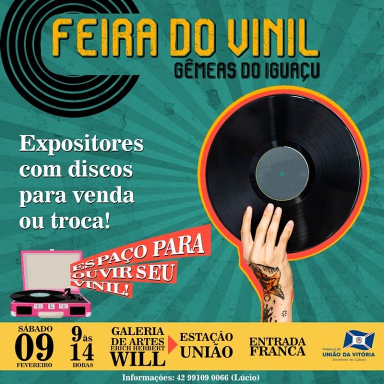 Dia 9 de fevereiro, na Estação ‘União’ tem Feira do Vinil Gêmeas do Iguaçu