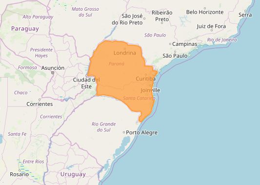 Previsão de muita chuva no Paraná, segundo o Simepar e alerta do Inmet de tempestade em Santa Catarina