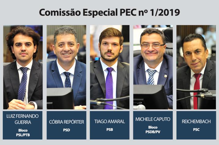 Os cinco deputados que integram a comissão que pode acabar com a mordomia das aposentadorias de ex-governadores do Paraná