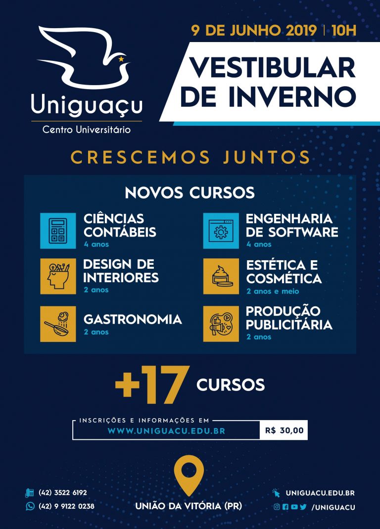 Centro Universitário Uniguaçu lança Vestibular de Inverno