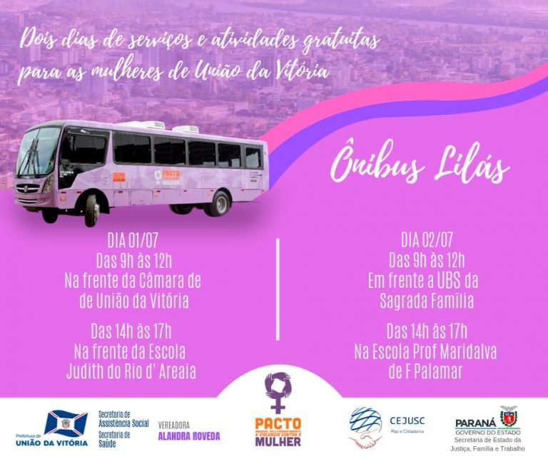 Ônibus com serviços e atividades gratuitas para as mulheres estará em União da Vitória em julho