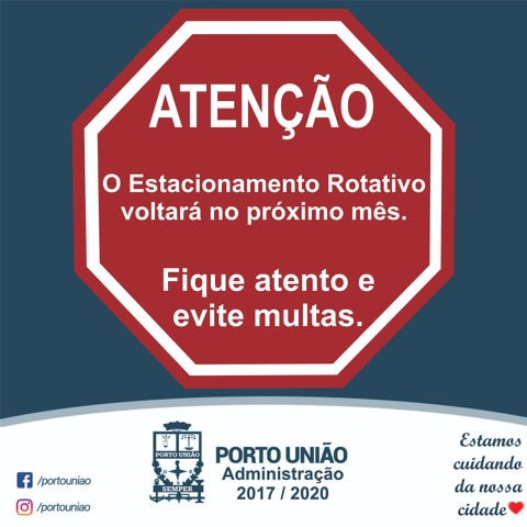 No mês de dezembro estacionamento de Porto União volta a ser rotativo