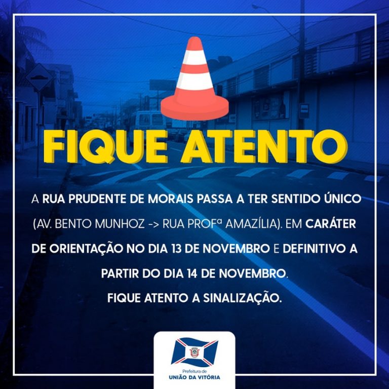 Rua Prudente de Morais em União da Vitória tem sentido único a partir desta quarta-feira (13)