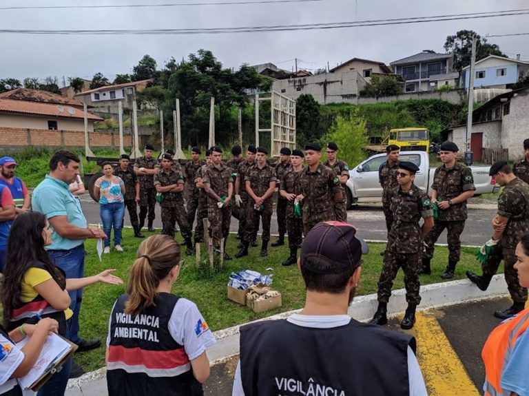 Mutirão de limpeza para combater o mosquito da dengue em Porto União