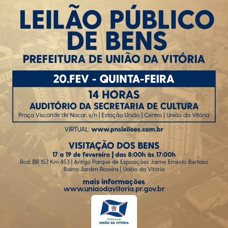 Prefeitura de União da Vitória realiza quinta-feira (20/02) leilão de bens públicos