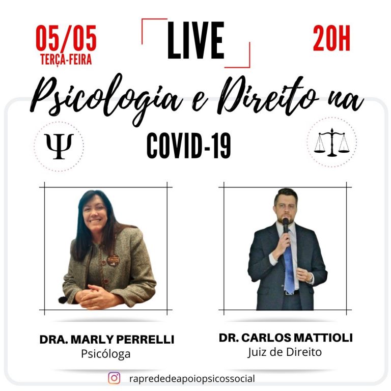 Live nesta terça-feira (05): Psicologia e o Direito diante da Covid-19