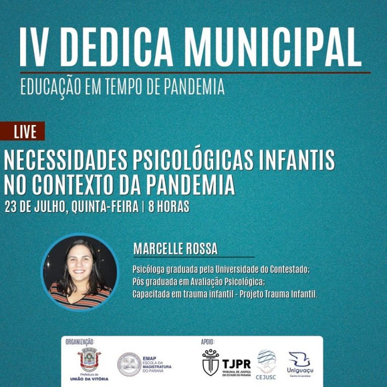 IV Dedica Municipal-Educação aborda nesta quinta-feira (23) o tema “Necessidades Psicológicas Infantis no Contexto da Pandemia”