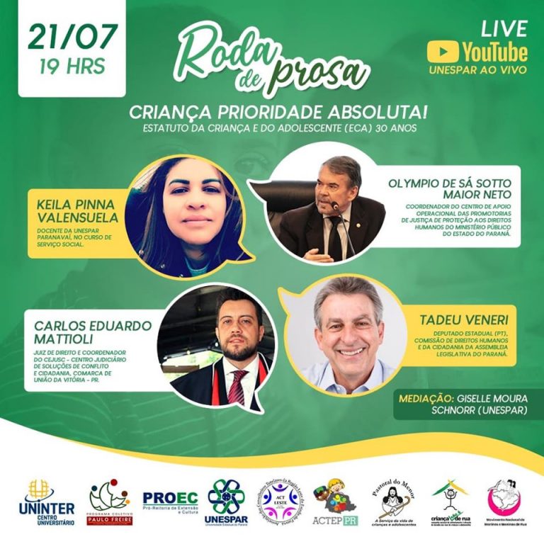 Nesta terça-feira (21), Live organizada pela Unespar, com a participação do juiz Carlos Mattioli