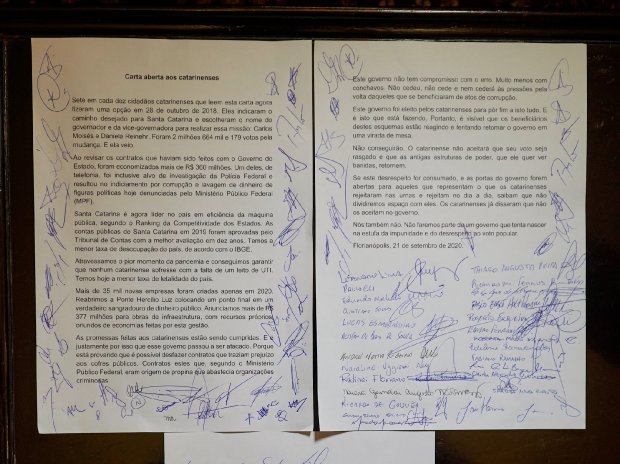 Secretários de Santa Catarina repudiam “tentativa de virada de mesa para tomada do governo do Estado”