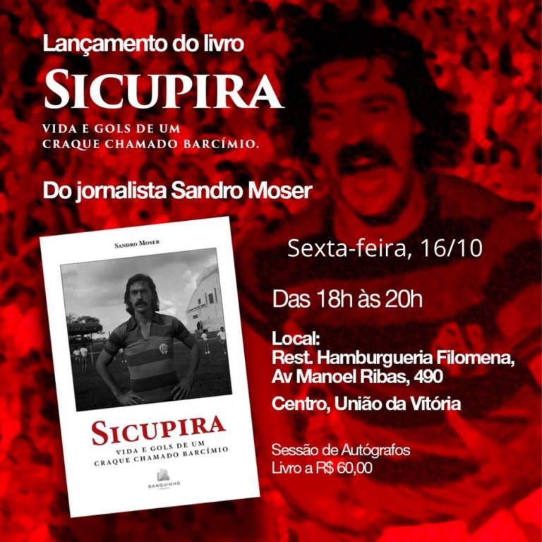 Nesta sexta-feira (16), em União da Vitória, o lançamento do livro do craque Sicupira