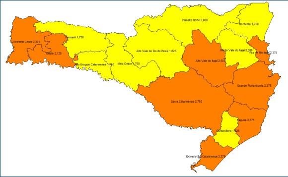 Matriz de risco atualizada mostra oito regiões de Santa Catarina em nível grave por covid-19