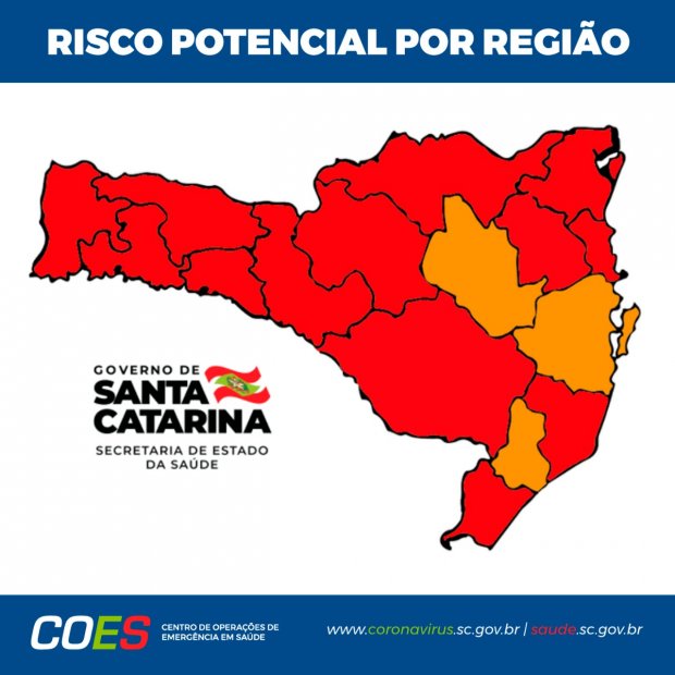 13 das 16 regiões de Santa Catarina, inclusive o Planalto Norte, estão em alerta gravíssimo