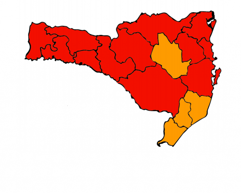 12 das 16 regiões de Santa Catarina, inclusive o Planalto Norte, estão em nível gravíssimo