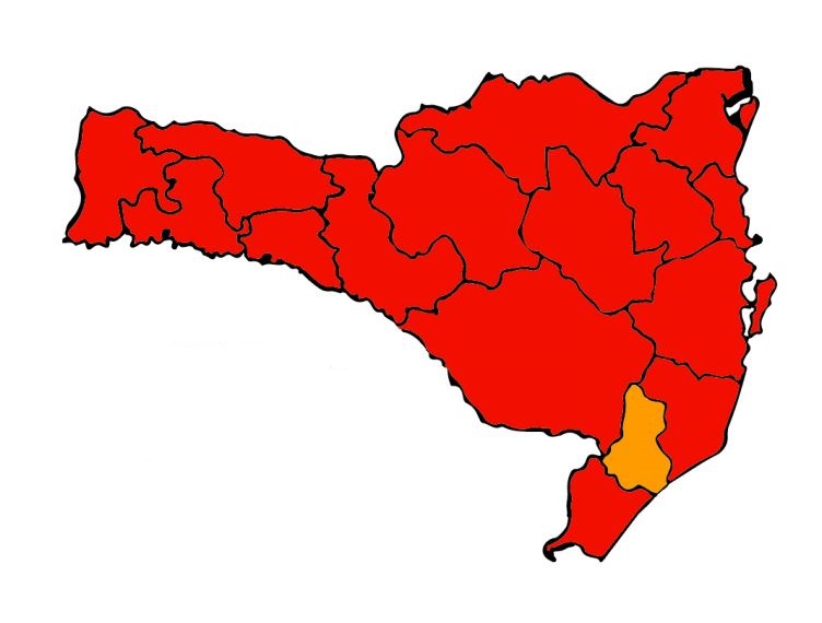 Já 15 as regiões com nível gravíssimo para o Coronavírus em Santa Catarina, inclusive o Planalto Norte, que é a região de Porto União