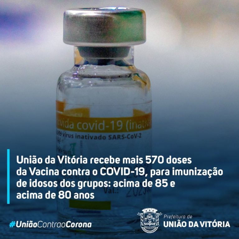 União da Vitória recebe mais 570 doses da vacina contra a Covid-19