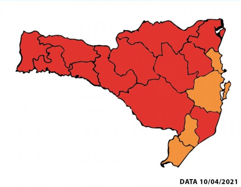 Quatro regiões de Santa Catarina baixam para nível grave da Covid-19