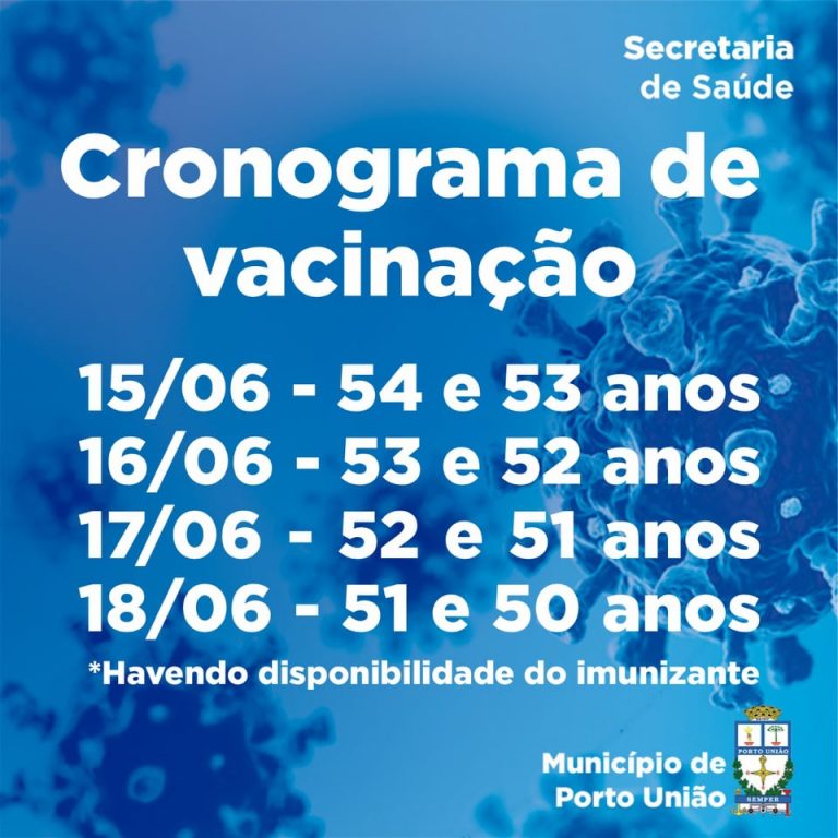 Cronograma de vacinação contra a Covid-19 em Porto União