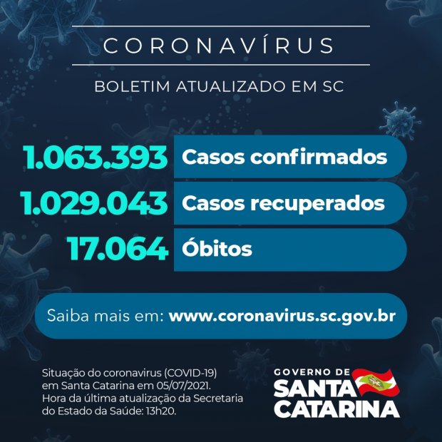 Mais de 17.200 catarinenses já perderam a vida em decorrência da Covid-19