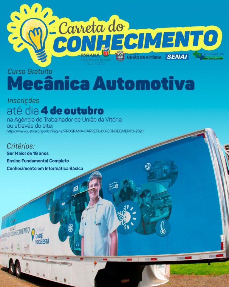 Carreta do Conhecimento traz curso de Mecânica Automotiva para União da Vitória