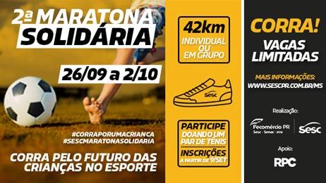 Abertas inscrições para a 2ª Maratona Solidária do SESC de União da Vitória