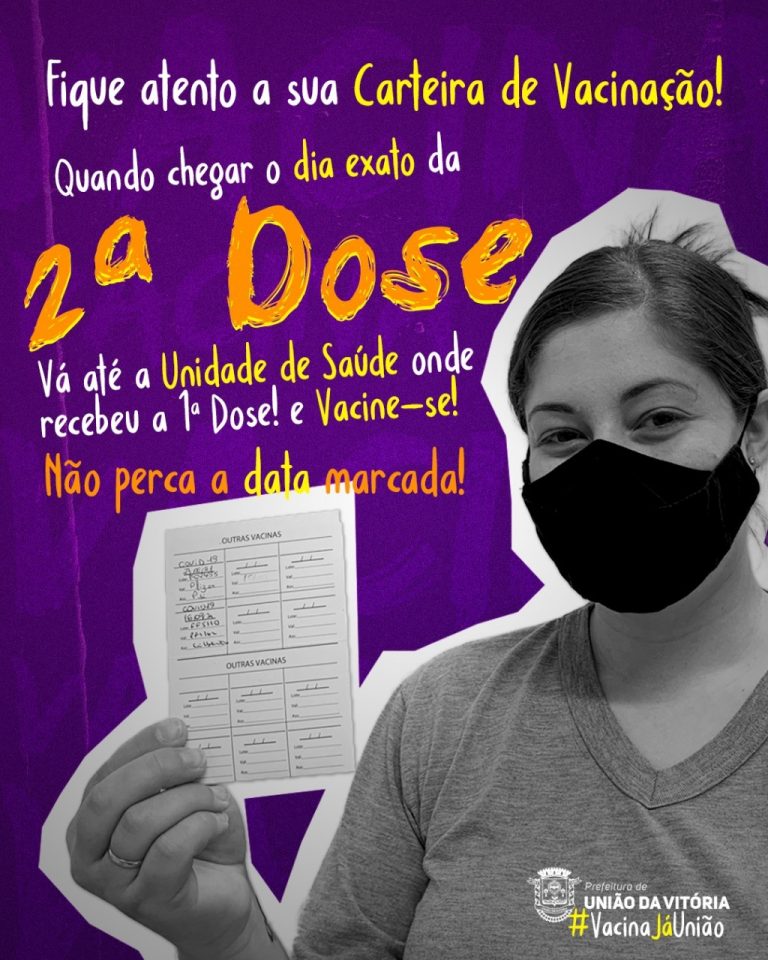 Saúde de União da Vitória orienta população sobre a segunda dose da vacina