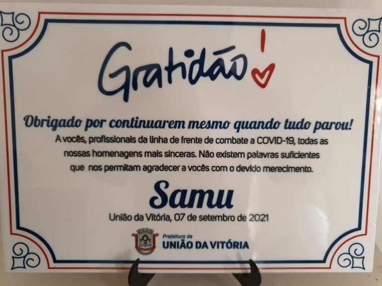 SAMU Vale do Iguaçu é homenageado pela Prefeitura de União da Vitória