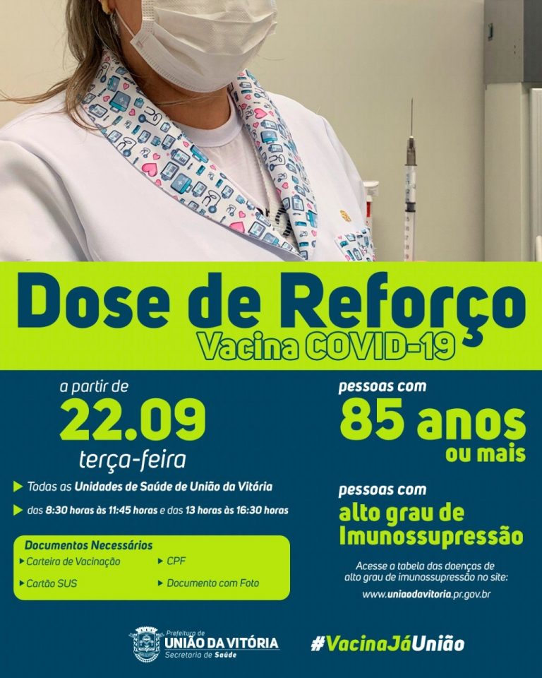 União da Vitória inicia vacinação da 3ª dose contra a Covid-19