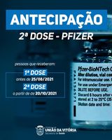 União da Vitória antecipa segunda dose da Pfizer