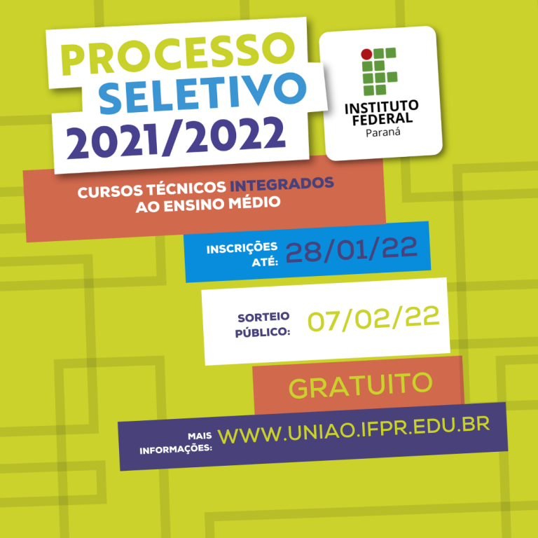 Lançado Edital do Processo Seletivo IFPR/Campus de União da Vitória