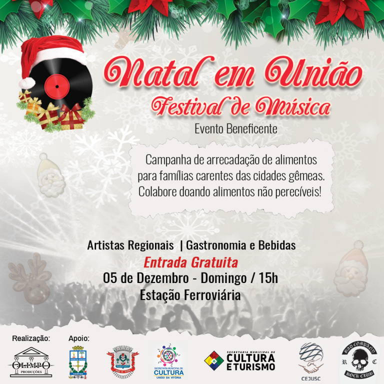 “Natal em União – Festival de Música evento beneficente será realizado domingo, dia 05