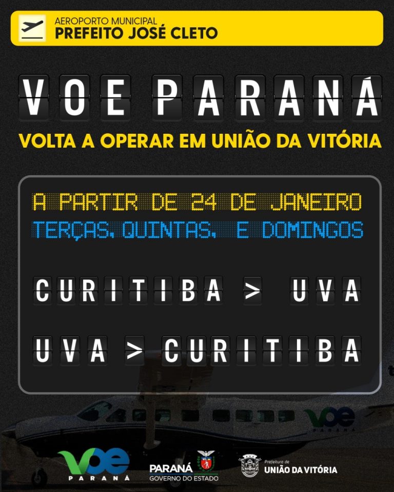 União da Vitória volta a receber voos pelo ‘Voe Paraná’