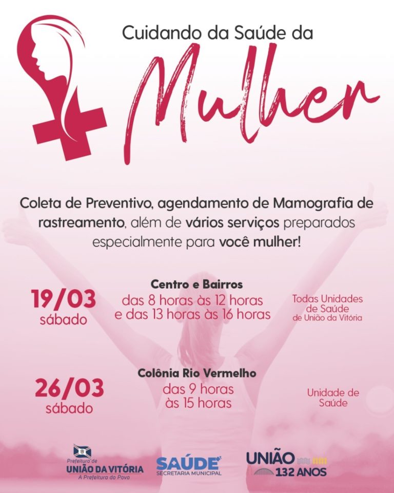 Dia da Saúde da Mulher em União da Vitória será neste sábado, dia 19