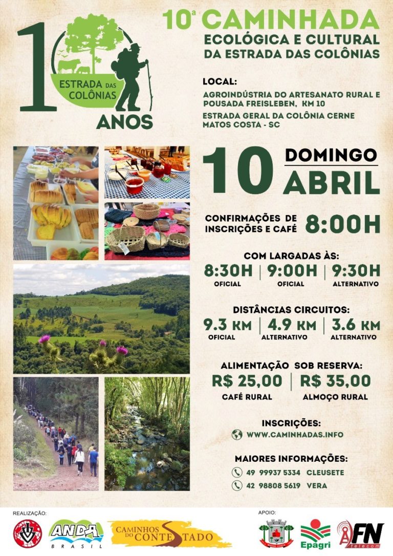 10ª Caminhada na Estrada das Colônias em abril