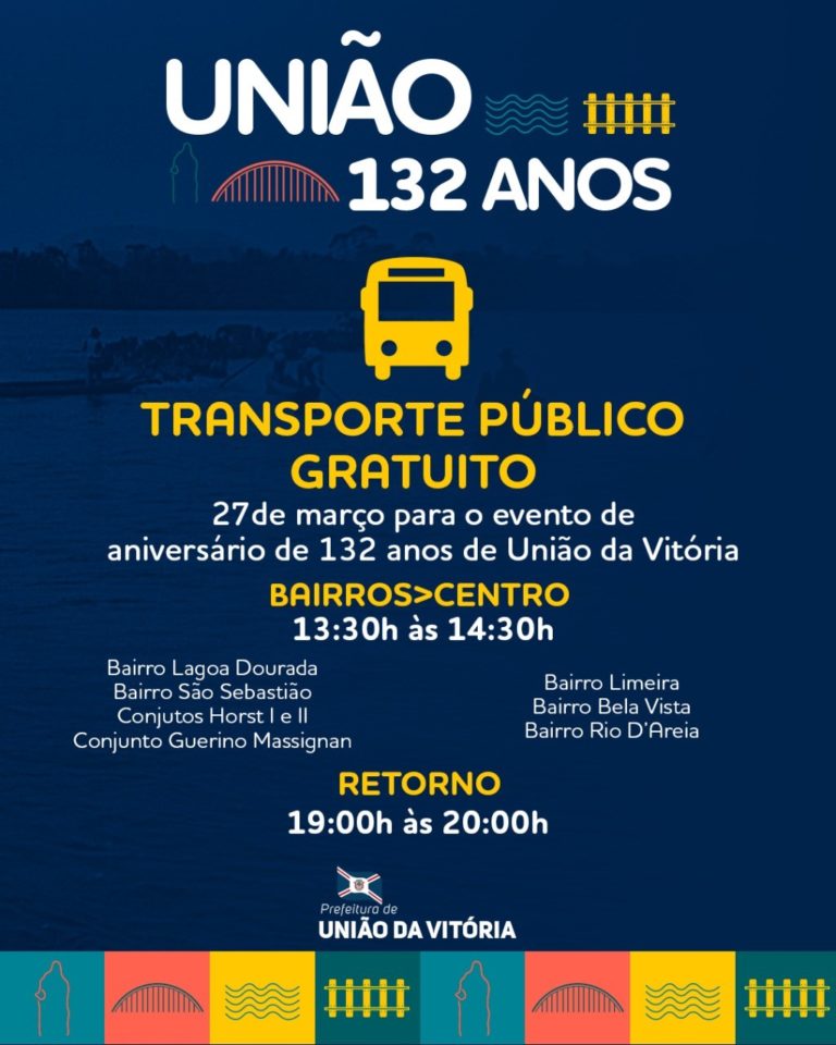 Festa de aniversário de União da Vitória terá transporte gratuito