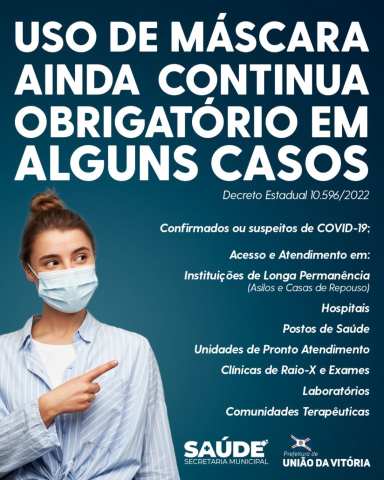 Uso de máscaras é obrigatório em serviços de saúde em União da Vitória