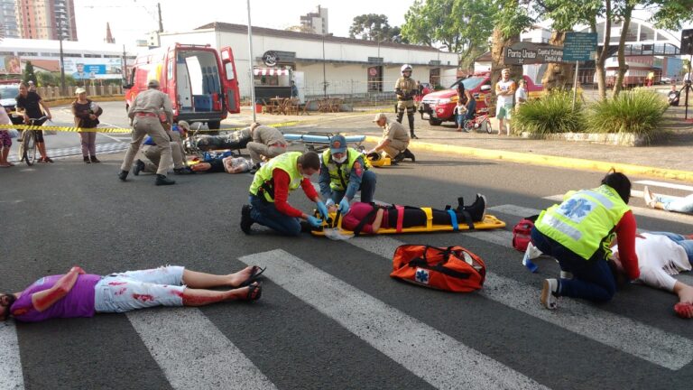 Exercício simulado de acidente de trânsito em Porto União