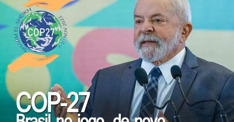 “O Brasil está pronto para se juntar nos esforços para a construção de um planeta mais saudável e um mundo mais justo”, disse Lula na COP 27