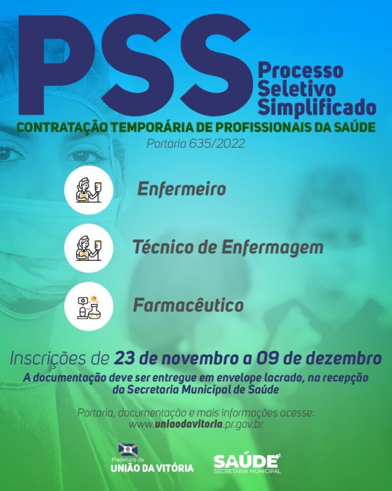 Secretaria de Saúde de União da Vitória lança PSS para contratação de profissionais