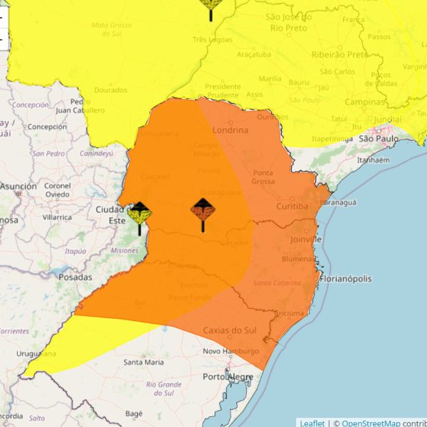 Inmet emite alerta laranja para risco de tempestades em todo o Paraná